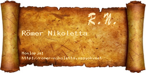 Römer Nikoletta névjegykártya